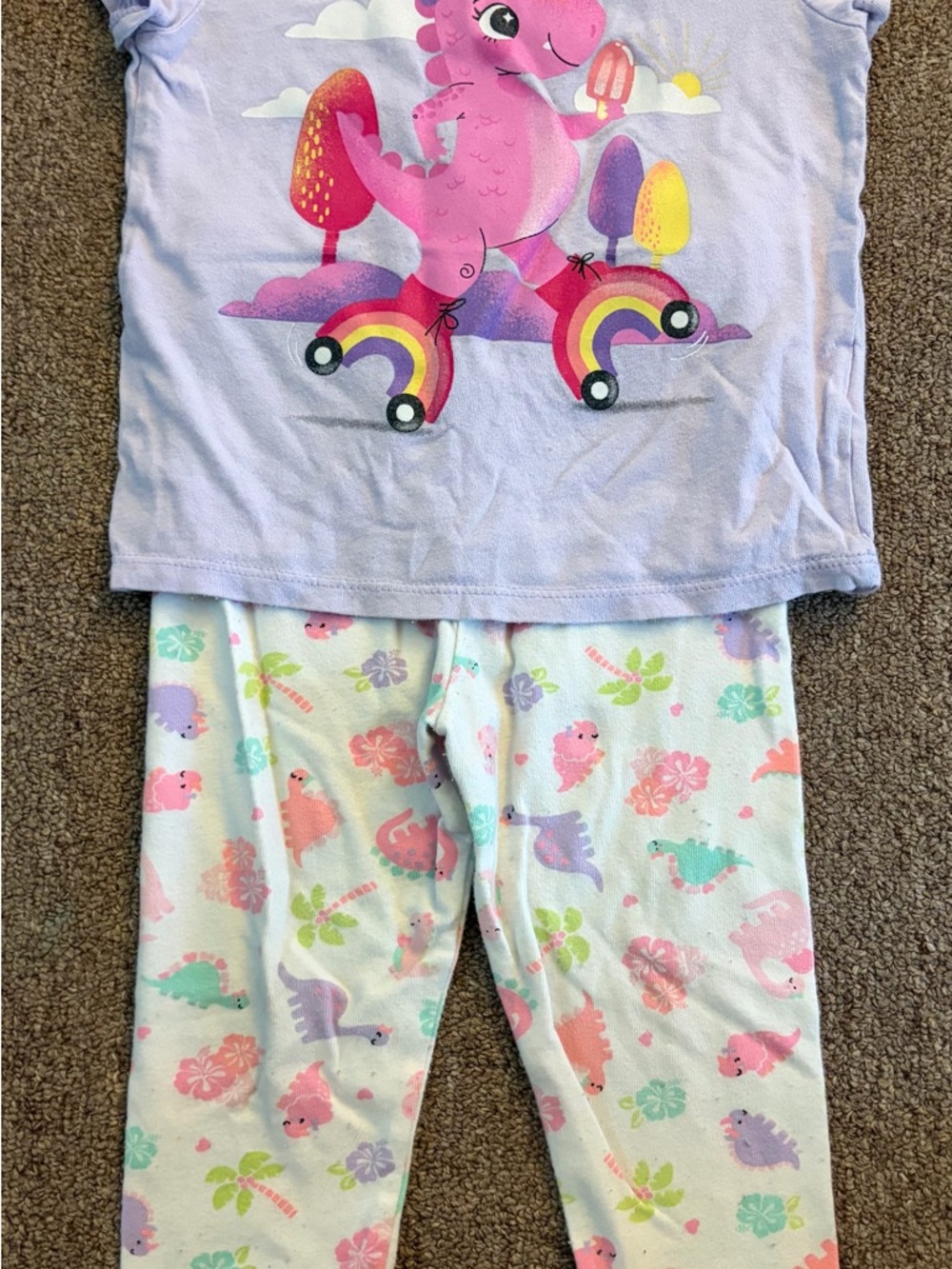 The Children's Place + Garanimals Lavender & Pink Dinosaur Pajama Set (2T/24m)